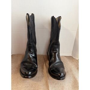 Durango Black Leather Western Cowboy Boots Men 9D Classic Pull On